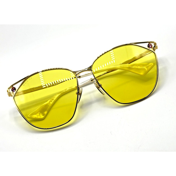 Gucci Sunglasses GG1375SA-002 Womens Gold Metal Cat Eye Frame Yellow Lens 62mm main image 13